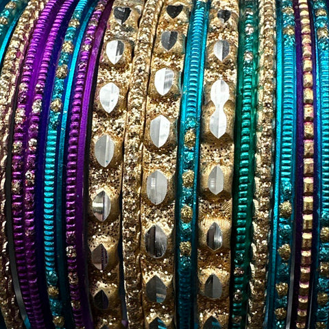 Child Size Colorful Glitter Bangle Bracelets Indian Style Large Jewelry Lot