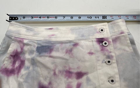 Anthropologie Women's Purple White Tie Dye Button Wrap Midi Skirt Sz 4 NWT