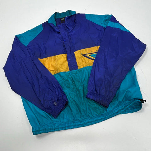 Vintage 90s Nike Flight Men's Purple Teal Colorblock Pullover Windbreaker Jacket