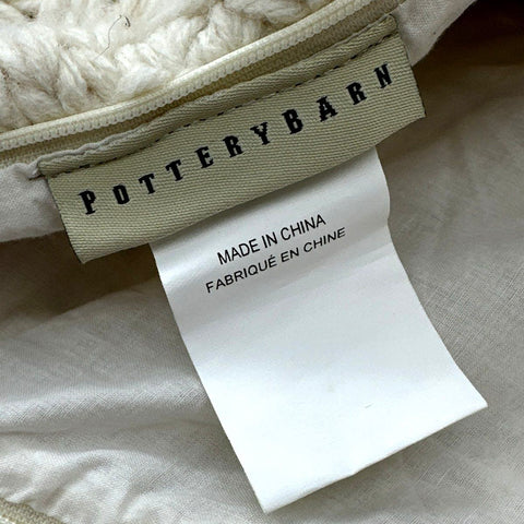 Pottery Barn Chunky Braided Knit Pillow Cover Cream 16x26 Lumbar Vintage 2014