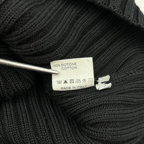 Suzanne Rae Women's Black Ribbed Mock Neck Cropped Cotton Sweater Italy Sz S