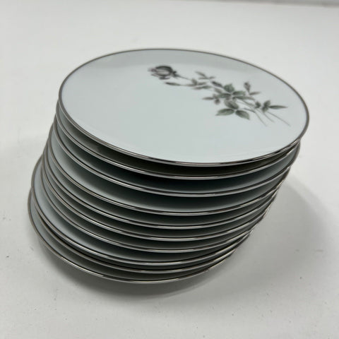 Noritake Janette 6604 Bread & Butter Plates 10pc Set Platinum Trim Vintage