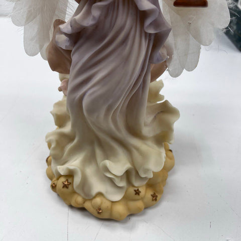 Christmas International 14" Fiber Optic Angel Handpainted Resin Harp Working