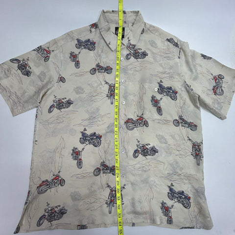 Vintage Harley-Davidson 100% Silk Motorcycle AOP Shirt Sz L