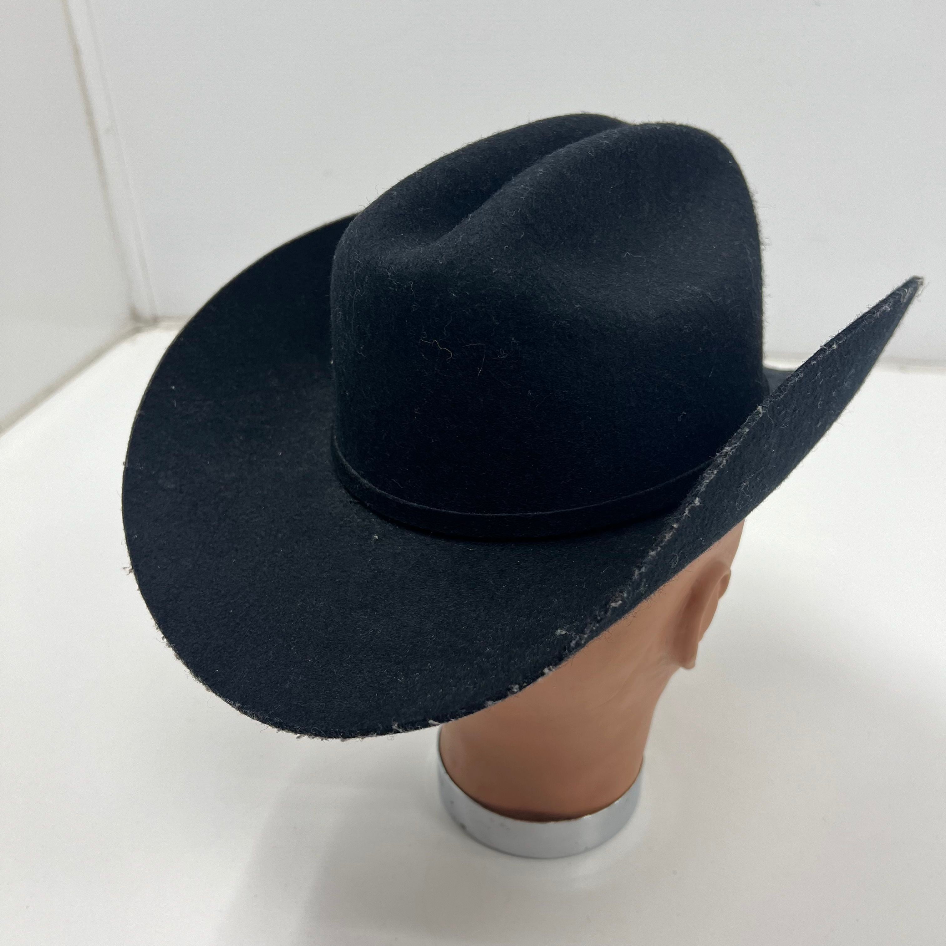 Rrango Black Felt Western Hat Men's 6 7/8 Silver Tone Hardware