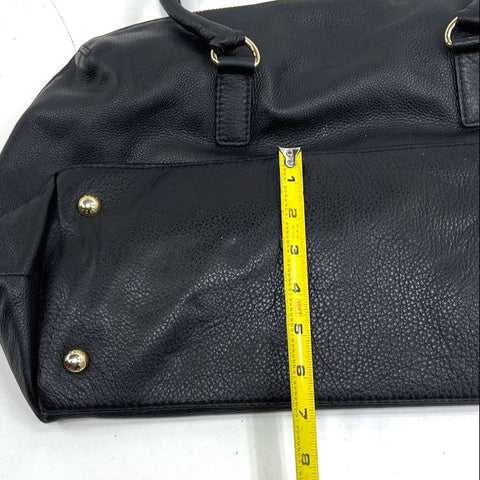 Michael Kors Black Pebbled Leather Hamilton Weekender Satchel Gold Hardware