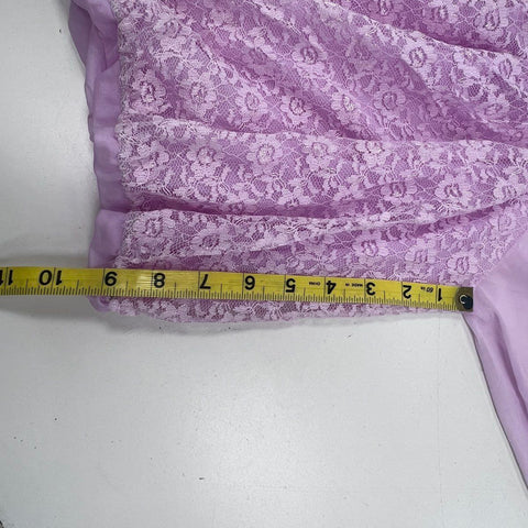 Vintage 70s Lavender Lace Nylon Peignoir Robe ILGWU Made in USA Sz M