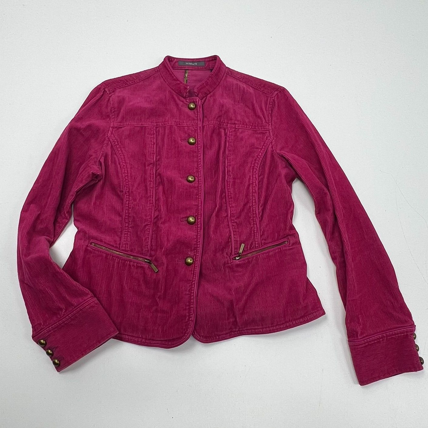 Vintage Y2K Liz Claiborne Magenta Corduroy Military Band Jacket Women's M