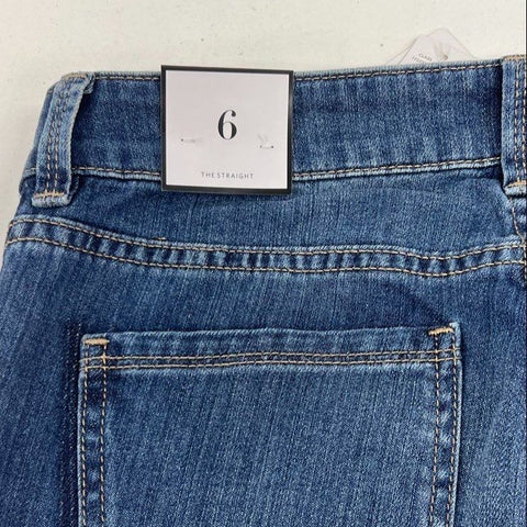 White House Black Market WHBM Women's The Straight Crop Two Tone Jeans Size 6