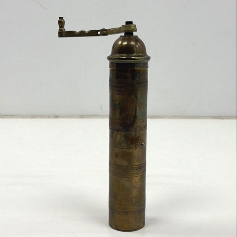 Vintage Brass Pepper Mill Spice Grinder Hand Crank Made in Greece 11 Inch