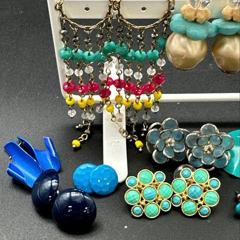 Vintage and Modern Costume Jewelry Earring Lot of 24 Pairs Studs Dangles Hoops