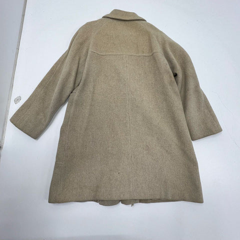 Vintage 70s Wool Blend Tan Car Coat Fully Lined Jacket Sz M