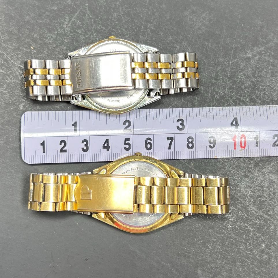 2 Pulsar Analog Date Watches Lot Untested for Parts or Repair