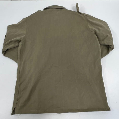 Vintage 70s Spanish Military M-64 Olive Field Shirt Jacket Distressed Men's L