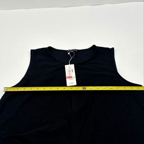 Eileen Fisher Women's Black Viscose Stretch Crepe Sleeveless Slit Dress Sz L NWT