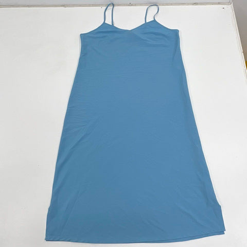 Nicoblu Women's Blue V-Neck Maxi Slip Dress Adjustable Straps Size 16