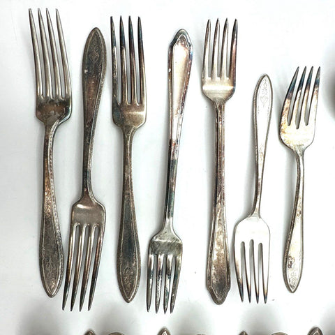 Rogers & National Silver Co Silver Plate Flatware Assorted Lot 25 Piece