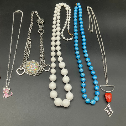 Fashion Costume Jewelry Lot of 9 Statement Necklaces Beads Rhinestones