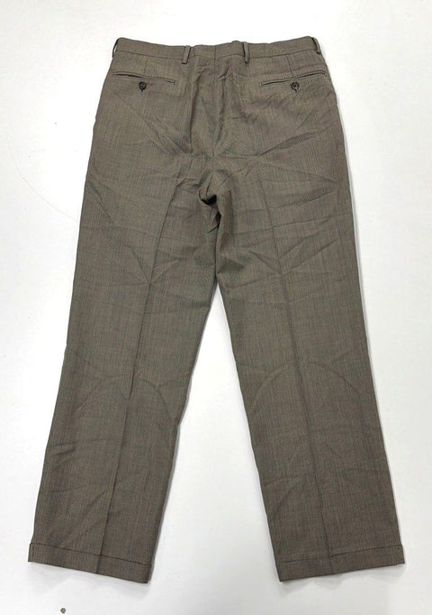 Vintage 90s Yves Saint Laurent Men's Brown Pleated Cuffed Trousers Sz 34x28