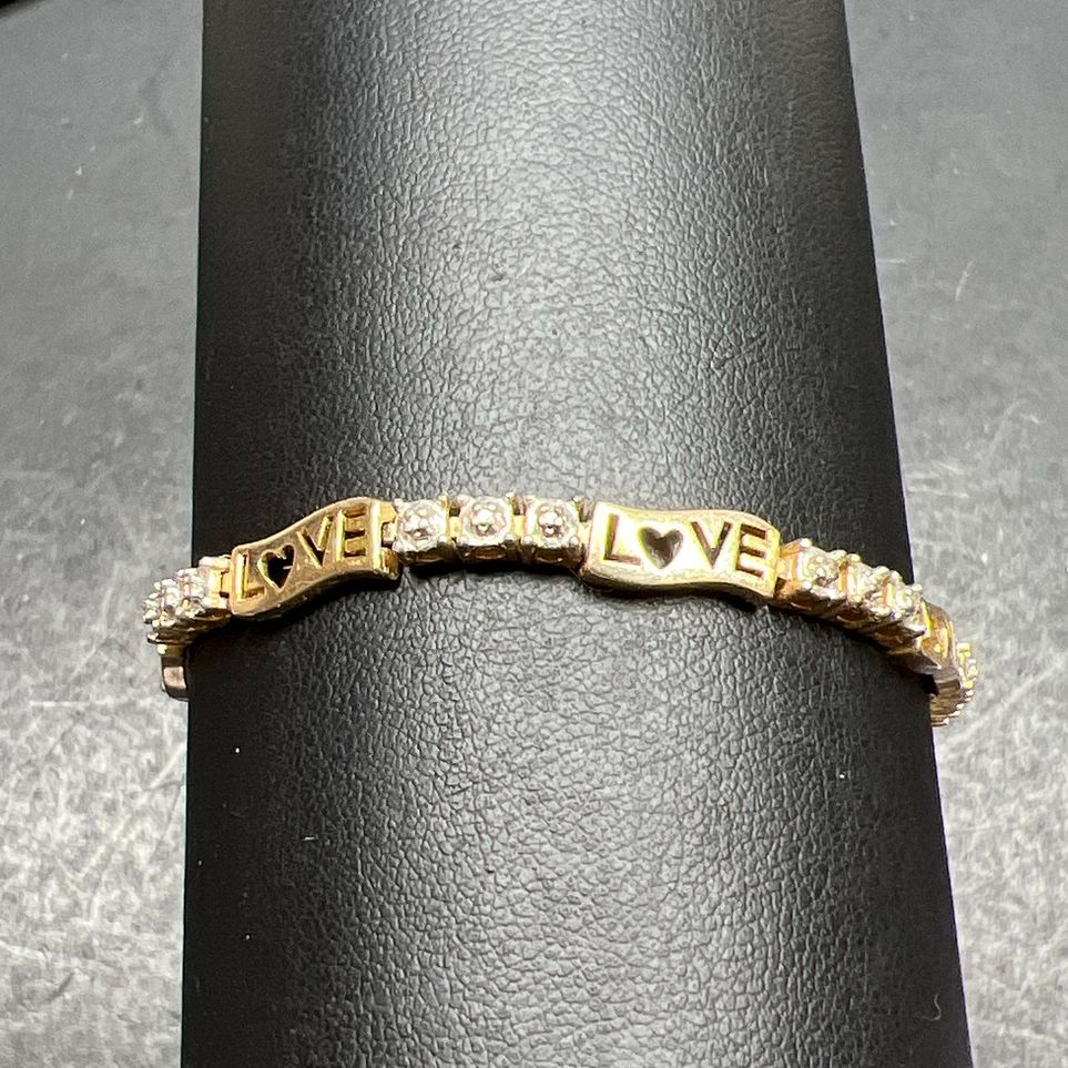 Ross Simons Vermeil 925 Sterling Silver Love Diamond Accent Tennis Bracelet
