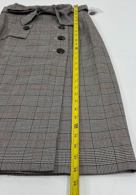 NWT Antonio Melani Gray Glen Plaid Tie Waist Trench Skirt Womens Size 0