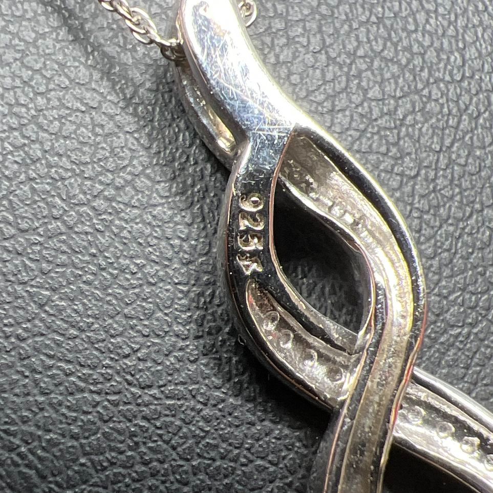 925 Sterling Silver Twist Gemstone Pendant Necklace 3.92g