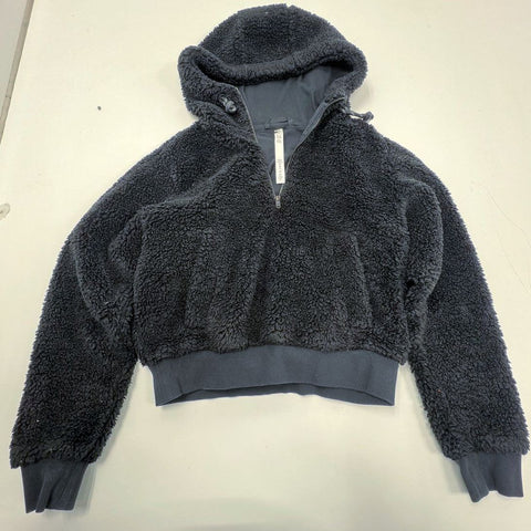 Lululemon Women's Black Textured Fleece 1/2 Zip Sherpa Cropped Pullover Size 6