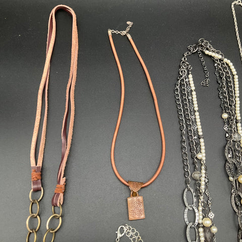 Brighton Statement Necklace Lot of 6 Cross Fringe Faux Pearl Layered Styles