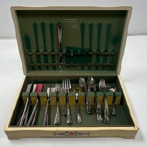 Holmes & Edwards Silver Plate Flatware Lot Mixed Patterns Vintage w/ Chest