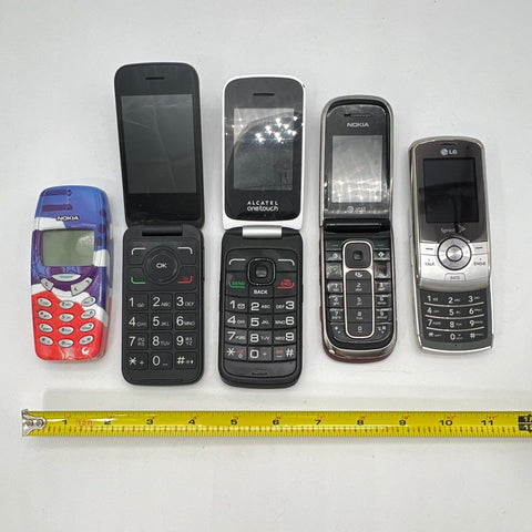 Vintage Nokia LG Alcatel Cellphone Lot 5 Pieces Flip Slider Untested As Is