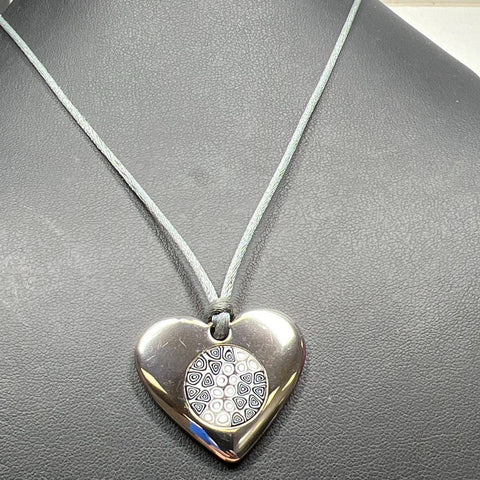 Corte Marrina Stainless Steel Heart Murano Glass Window Necklace