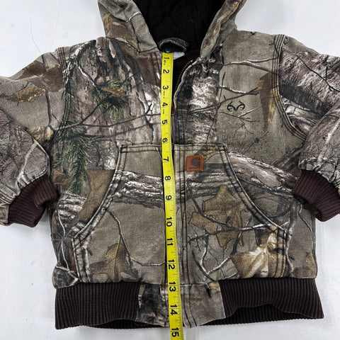 Carhartt Kids Realtree Camo Quilted Lined Canvas Hooded Active Jacket Sz 3T