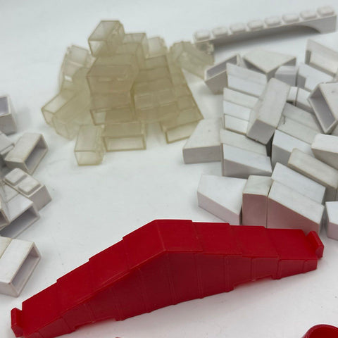 Vintage Elgo Toy Bricks Building Block Lot Mixed Parts Windows Fences Red White