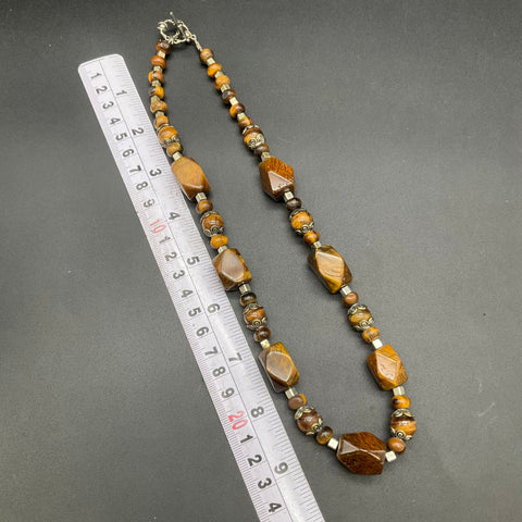 Tiger's Eye Polished Stone Jewelry Lot 4 Pcs Necklaces Bracelets Boho Style