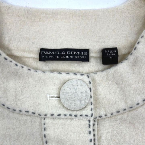 Vintage Pamela Dennis Private Client Women's Cream Wool Cropped Jacket Sz M