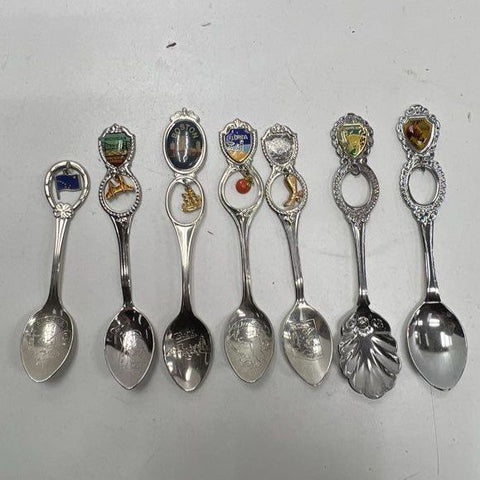 Vintage Souvenir Collector Spoon Lot 27 Piece Silver-Tone Gold-Tone Metal