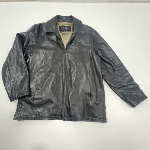 Vintage Y2K Wilsons Leather Black Thinsulate Lined Full Zip Jacket Men's M