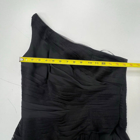 WHITE by Vera Wang VW360454 Black One Shoulder Ruched Gown Dress Women's Size 8