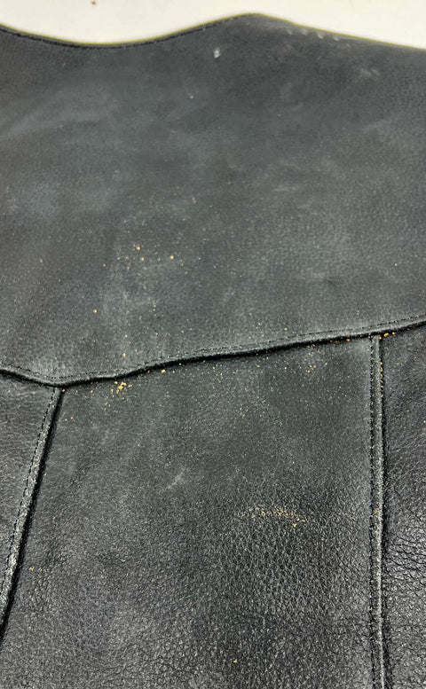 Interstate Leather Black Genuine Leather Biker Motorcycle Vest Men's L