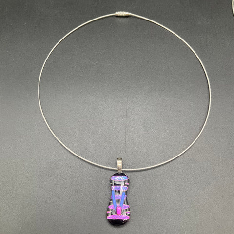 Modernist Celtic Costume Jewelry Lot 5 Necklaces Rhinestone Enamel Fused Glass