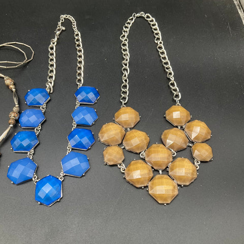 Vintage & Modern Statement Costume Jewelry Lot 9 Necklaces Bib Pendants Shell