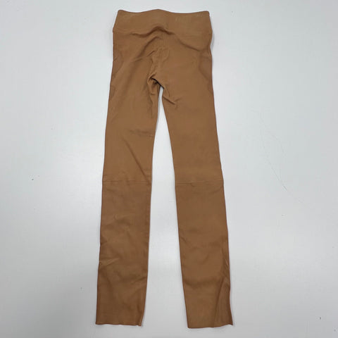 SPRWMN Tan Leather High Rise Skinny Ankle Leggings Pants Women's S NWT