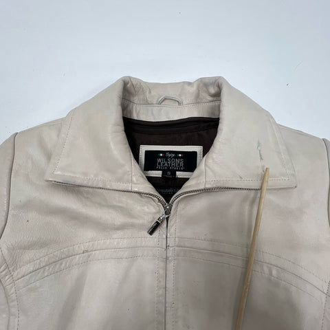 Vintage Y2K Wilsons Leather Cream Italian Moto Jacket Thinsulate Womens S