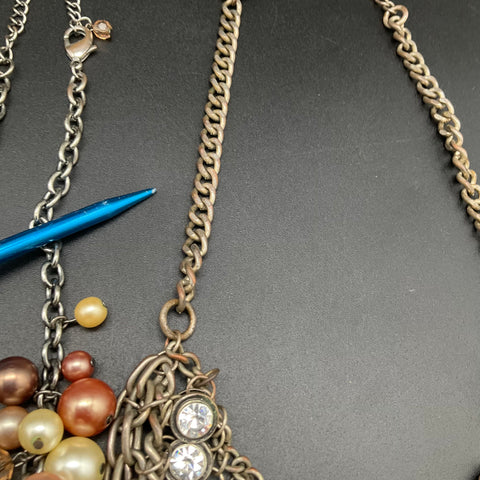 Mixed Fashion Jewelry Lot of 6 Necklaces Rhinestone Faux Pearl Beaded Statement