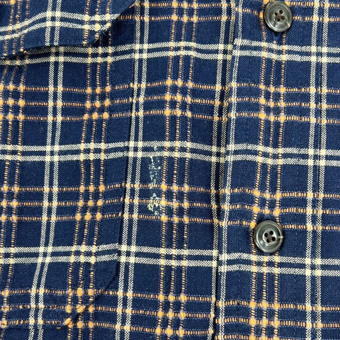 Men's LL Bean Blue Orange Plaid Long Sleeve Button Up Cotton Shirt - Size XLT