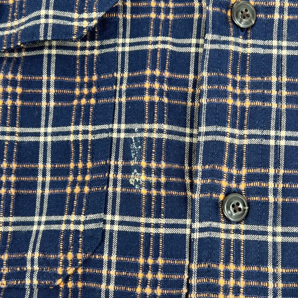 Men's LL Bean Blue Orange Plaid Long Sleeve Button Up Cotton Shirt - Size XLT