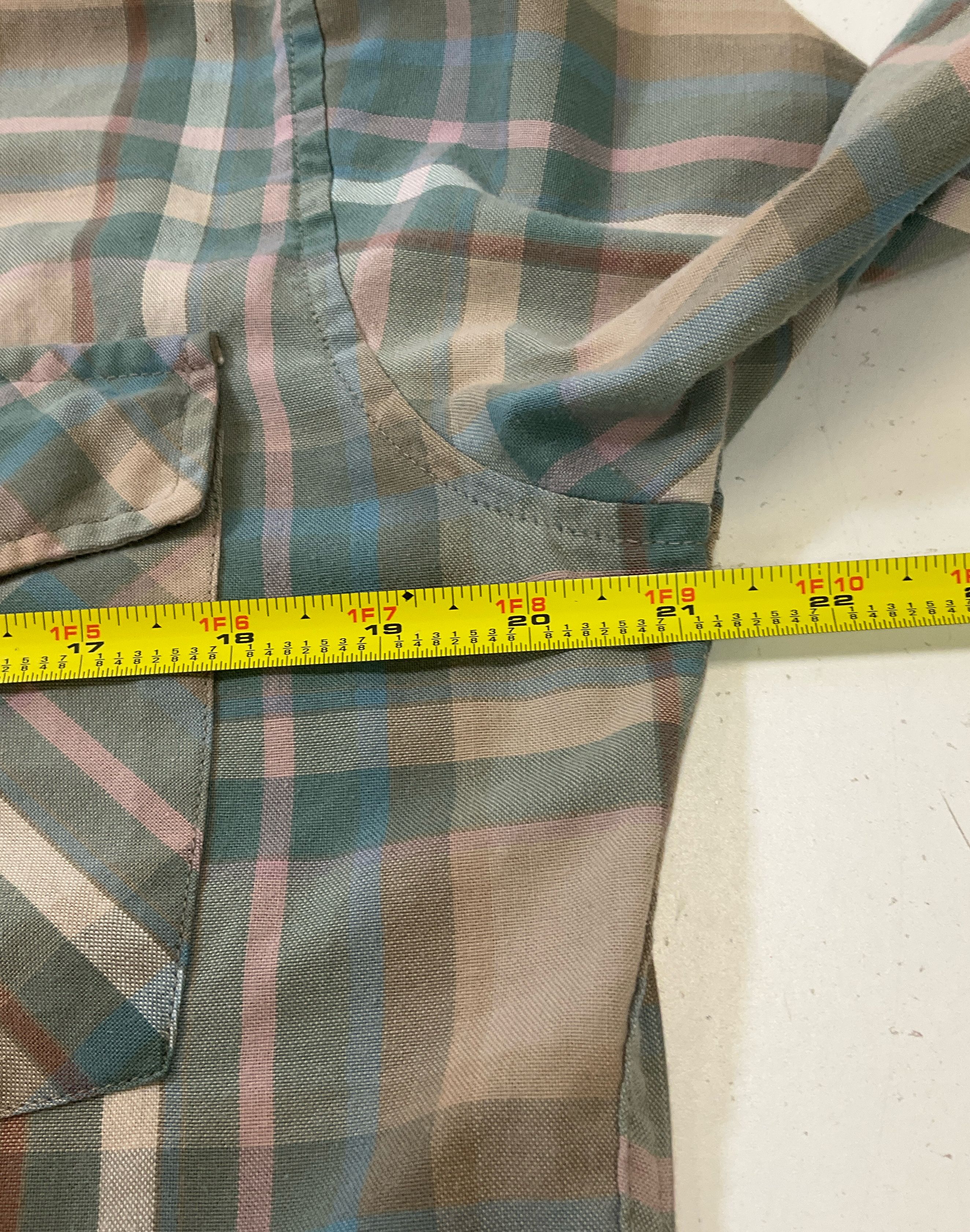 Pendleton High Grade Western Wear Men's Beige Plaid Shirt Sz M Vintage USA Made