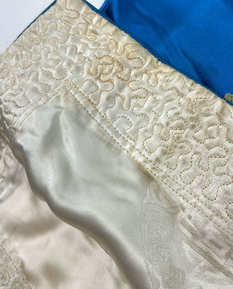 Vintage 50s Japan Reversible Embroidered Satin Quilted Bed Jacket