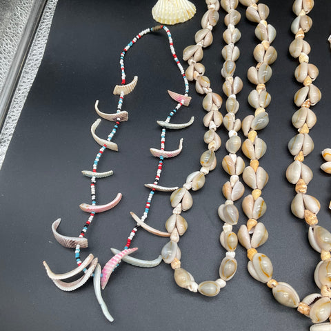 Vintage Boho Tropical Shell Puka Seed Necklace Jewelry Lot of 16 Beach Island