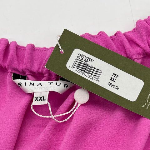 Trina Turk Women's Pink Silia Off-The-Shoulder Ruffle Sleeve Top Sz XXL NWT